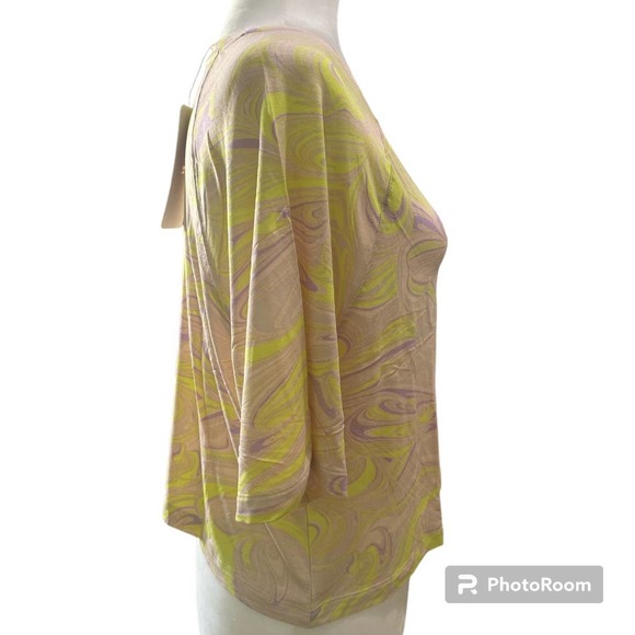 Fabletics Women’s Loveday Short-Sleeve Raglan Tee Marble Pastel Size XL NEW Crop - Picture 5 of 8